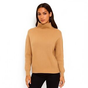Aritzia Wilfred Merino Wool Tan Mock Neck Sweater S Neutral Cozy Chic